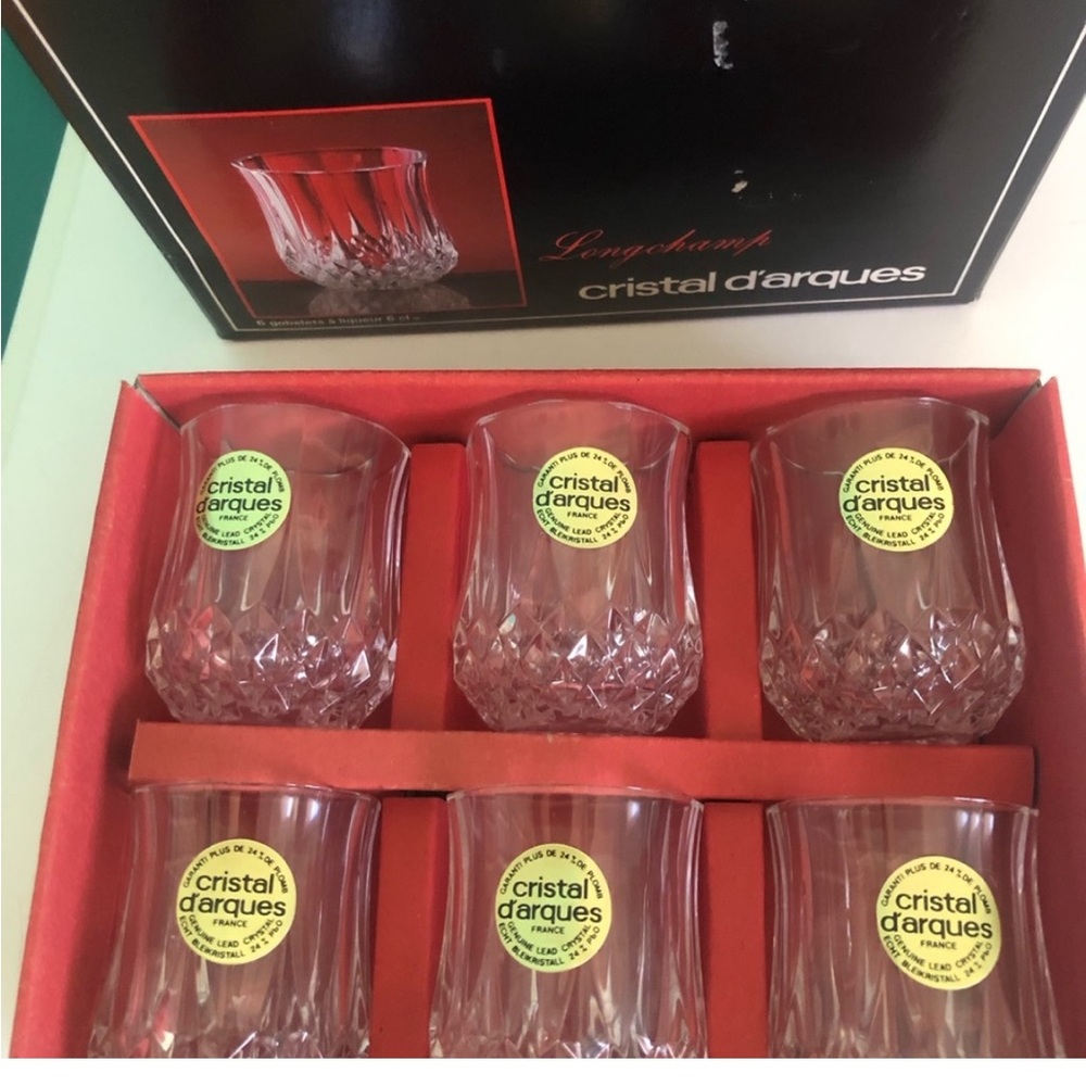 Longchamp one and a half ounce crystal glasses